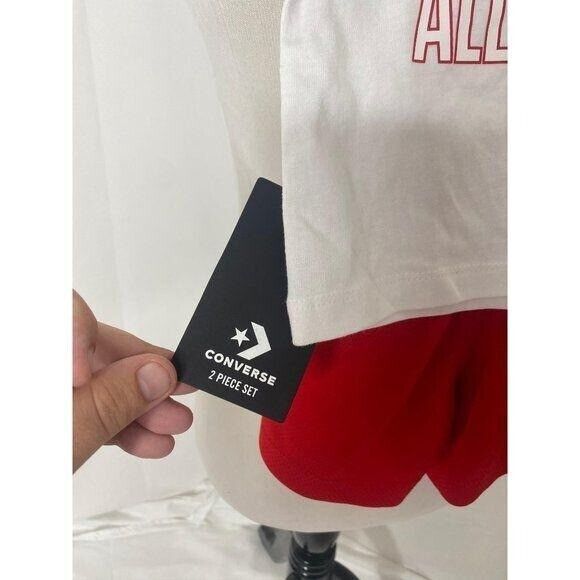 Converse Boy’s Shorts and Shirt Red White All Star 2 Piece Outfit Size 12 Months - Picture 3 of 4